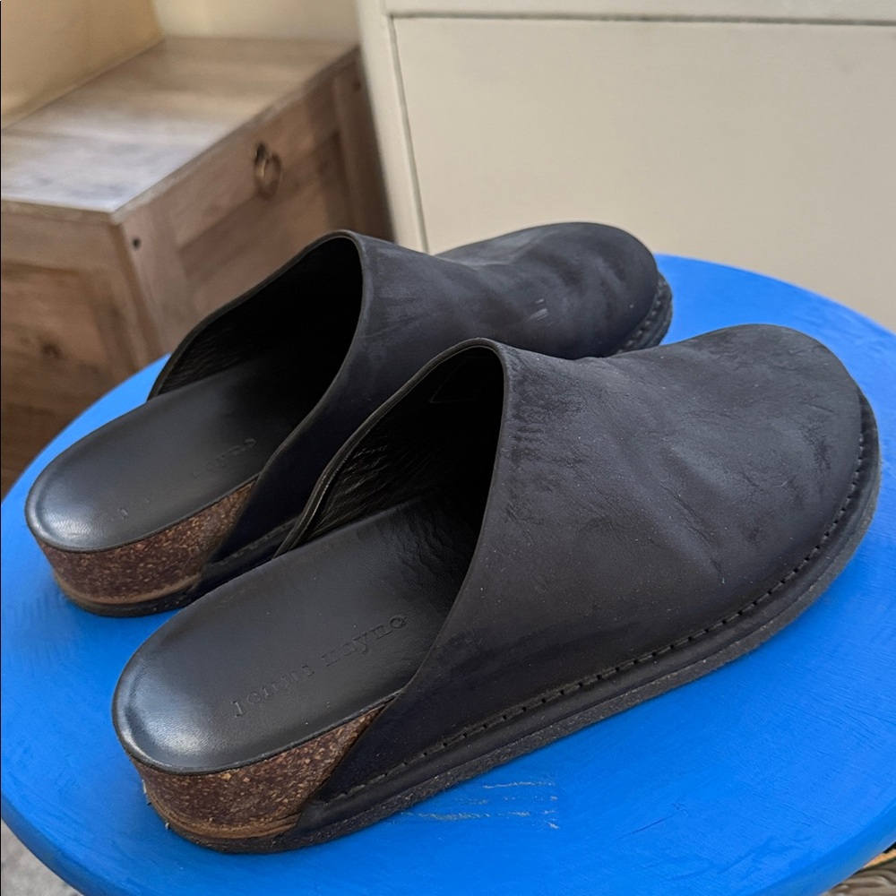 Jenni Kayne Black Leather Slip-On Clogs